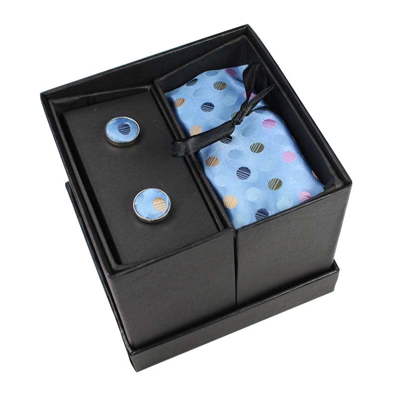 Set de corbatas tejidas para hombre con gemelos y caja de regalo miniatura 2