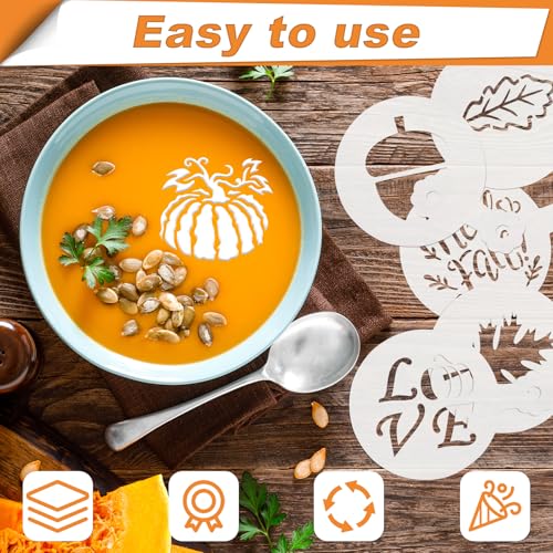 56 Pcs Thanksgiving Cookie Stencils for Royal Icing Cookie Decorating Kit - Small Fall Coffee Latte Art & Cupcake Cocktail Drink Food Baking Stencils