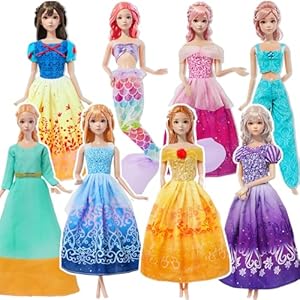 8 Sets Different Princess Costume Dresses for 11.5 inch Girl Doll Clothes Accessories