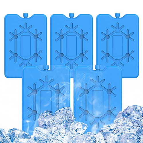 Bandejas de moldes de cubos de hielo, 5 piezas de paquetes de hielo para una caja fría 200 ml de almohadillas de congelador Bloques de hielo de ladrillo de caja para el almuerzo de picnic de viajes
