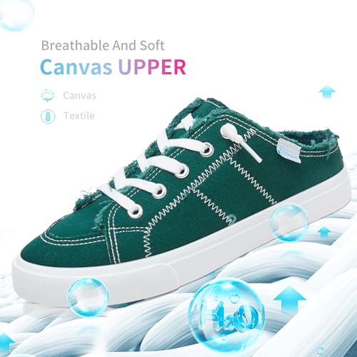 Image of Obtaom Women Canvas Mules Memory Foam Clipper Fashion Sneakers Comfortable Slip-On Mule Backless Holiday Shoes