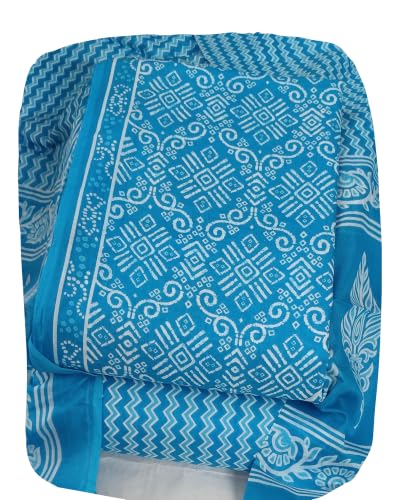 Image of DRAVINAM Trends Women's Premium Cambric Cotton Jaipuri Printed Unstitched Salwar Suit Dress Material with Mulmul Cotton Dupatta