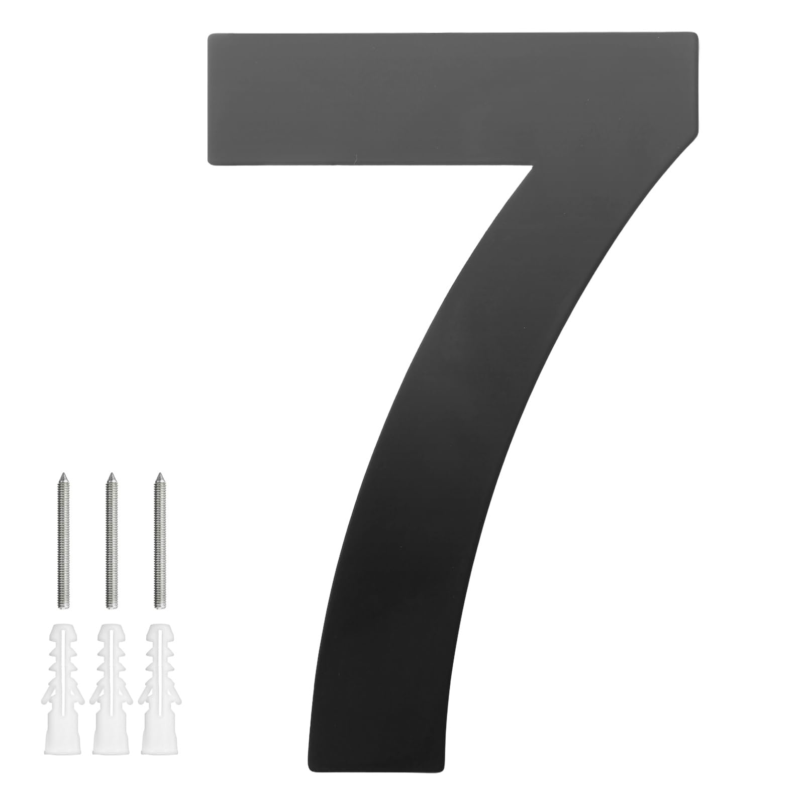 M METERXITY 1-Pack Modern Floating House Numbers for Outside, 6 Inch Stainless Steel Glossy Black Large Address Numbers Floating Mount with Nail Kits for Door/Street/Outdoors [Digit 7] — image 1