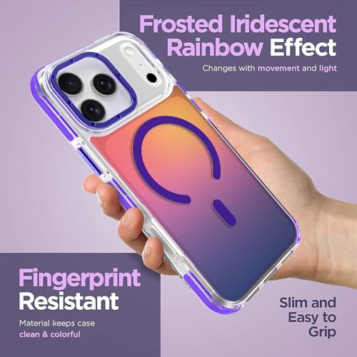 Image of Magnetic Case for iPhone 17 Pro Max [Compatible with Magsafe] [Cute Fashion Fluorescent Design] [1 Screen Protector] Slim Translucent Matte Case for iPhone 17 Pro Max 6.9 inch 2025, Purple