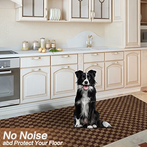 2' X 6' Runner Rugs With Rubber Backing, Indoor Outdoor Utility Carpet Runner Rugs, Checkered Brown, Can Be Used As Aisle For The Rv And Boat, Laundry Room And Balcony #TOP3