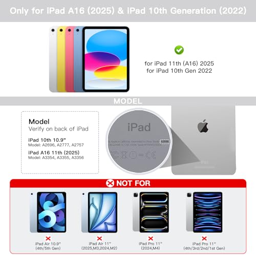 Image of RAYMCRAFT for iPad 11th (A16, 2025) / 10th Generation Case with Keyboard, Mouse and Detachable Wireless Keyboard, 7-Color Backlight, Slim Case with Pencil Holder, White