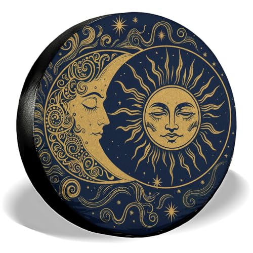 Image of GENANY Celestial Father's Day PVC Spare Tire Cover for RV Trailer, Waterproof, No Camera Hole, Size 16 Fits 29-31 Inch