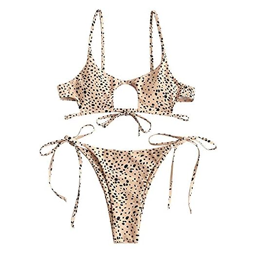 ZAFUL Womens Cut Out Bikini Set Leopard Printed Swimsuits Cami String Sexy Bathing Suit