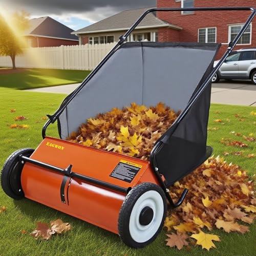 Push Lawn Sweeper, 26-Inch Width, 7 Cu. Ft. Hopper Capacity, 4 Spinning Brushes, Adjustable Height, Durable Steel Frame  - Additional View