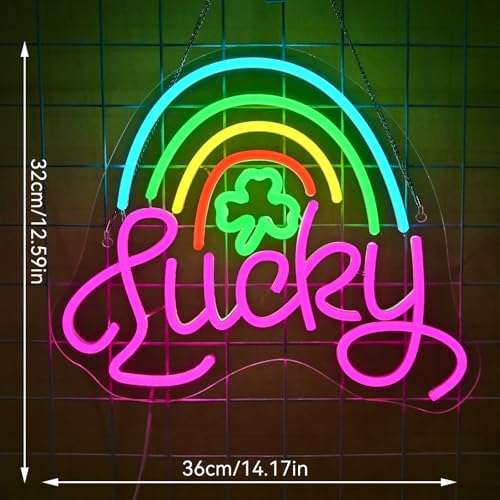 Image of Lucky Clover Neon Signs Leaf Wall Light for St. Patrick's Day Party Decor