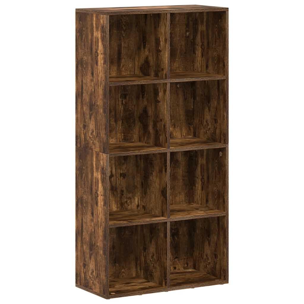 Hothingwell Bibliotheque Chene Fume 66x30x130 cm Wood Ingenierie | 8 przegródek, przechowywanie książek, wszechstronne poziome, łatwe czyszczenie, dołączony uchwyt ścienny