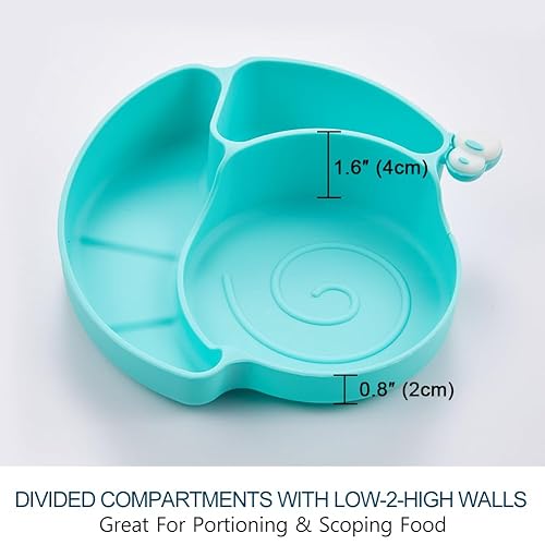 Miniatura 10 de Matyz Platos de succión de silicona para bebés con succión (naranja)  Platos divididos para niños antideslizantes  100% silicona de grado