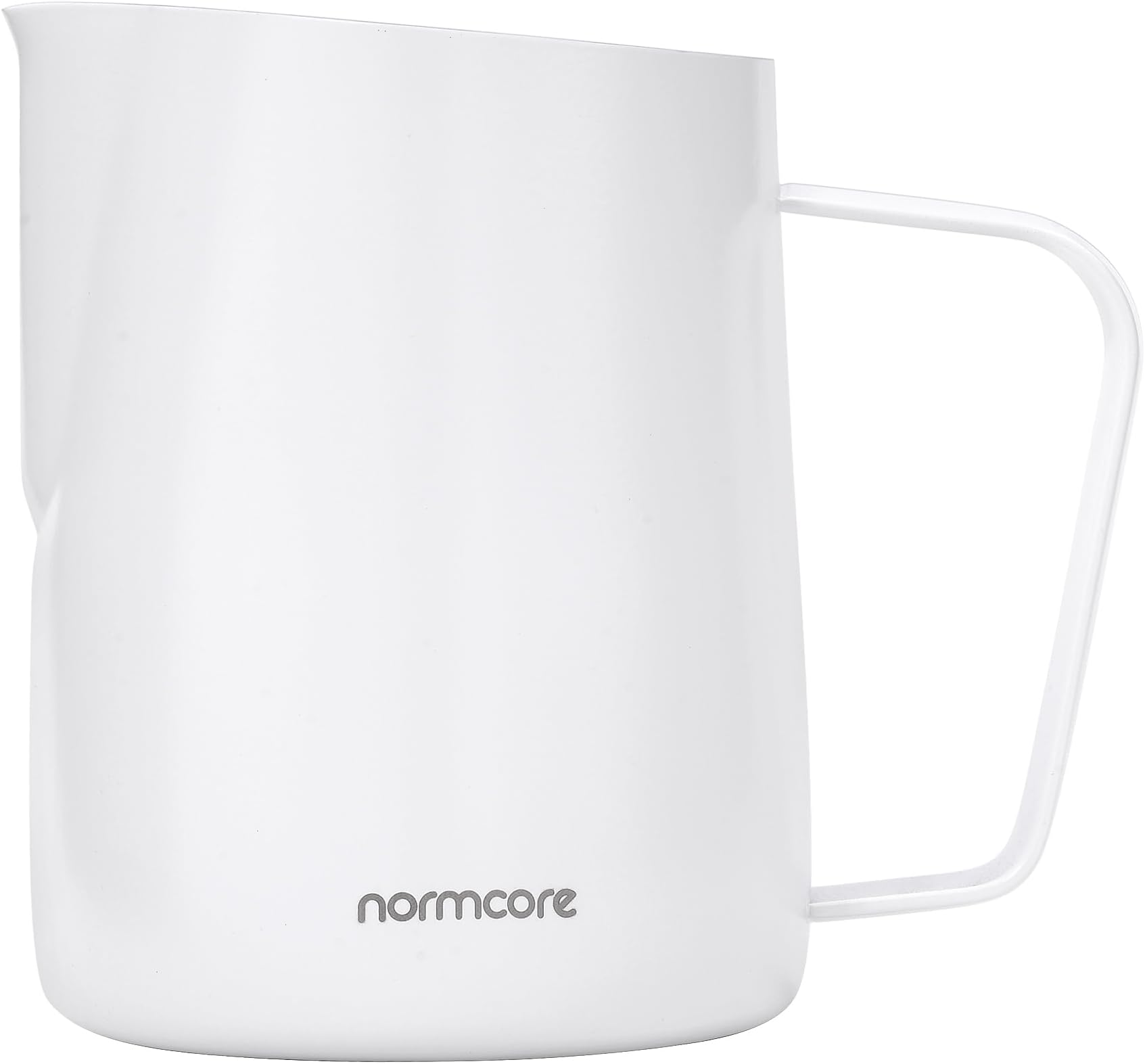 Milk Pitcher with Round Spout - Espresso Steaming Pitcher - Milk Frothing Jug - Cappuccino Latte Art Barista Cup - Non-stick coating White - 20.3 oz (600 ml)