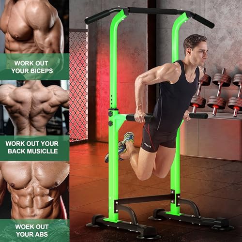 Image of DlandHome Power Tower Pull Up Dip Station Multi-Function Fitness Equipment for Strength Training Adjustable Height Dip Stand for Home Gym