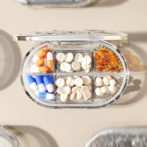 Xeihuul Pillen-organizer, pillendoosje | vitaminetablethouder | pillendoosje voor 7 dagen, reizen, , draagbaar, tabletscheiding, transparante waterdichte container, organizer, afdichtring - Afbeelding 3
