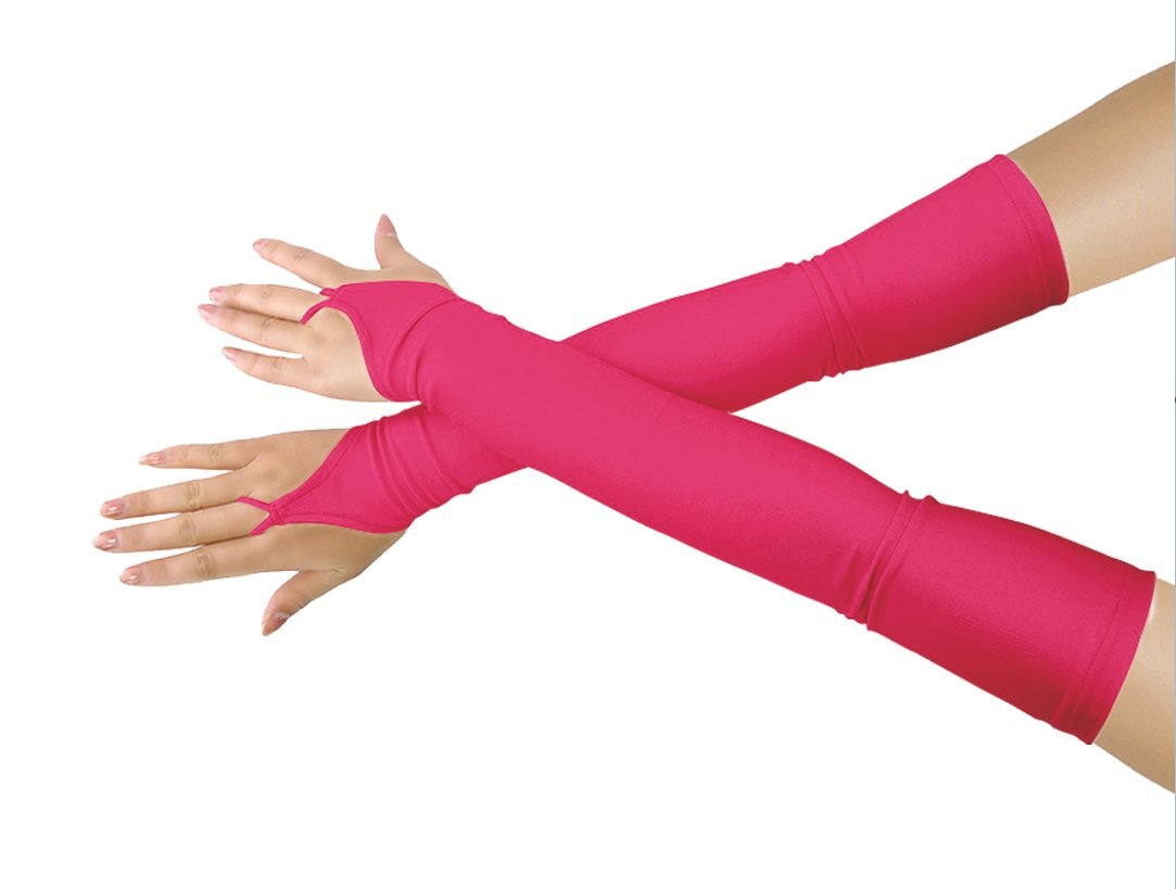 lucky baby store Girls' Boys' Adults' Halloween Makeup Fingerless Over Elbow Cosplay Costume Gloves (Fuchsia)