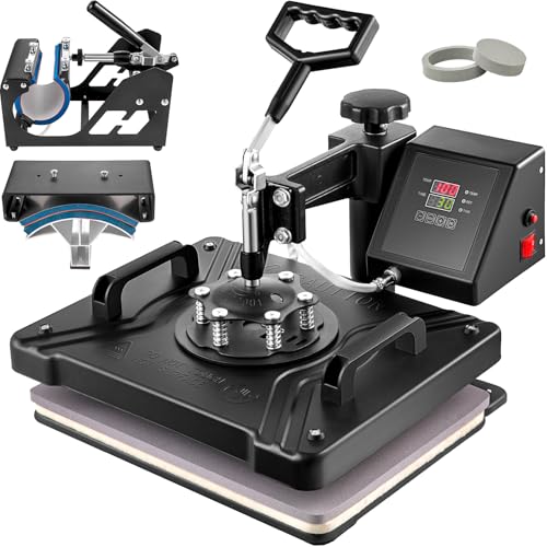 VEVOR Transferpresse Hitzepresse 38x30cm Textilpresse T-Shirt Heat Press 360 Grad Schwenkbar DIY Mulitifunktional Sublimation Wärmepresse mit Digitaler LED-Temperatur- und Zeitcontroller (5 in 1)