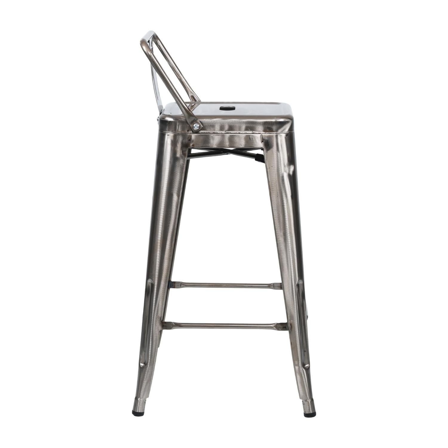 THINIA HOME Taburete Alto Industrial Apilable de Acero 41x41x85cm