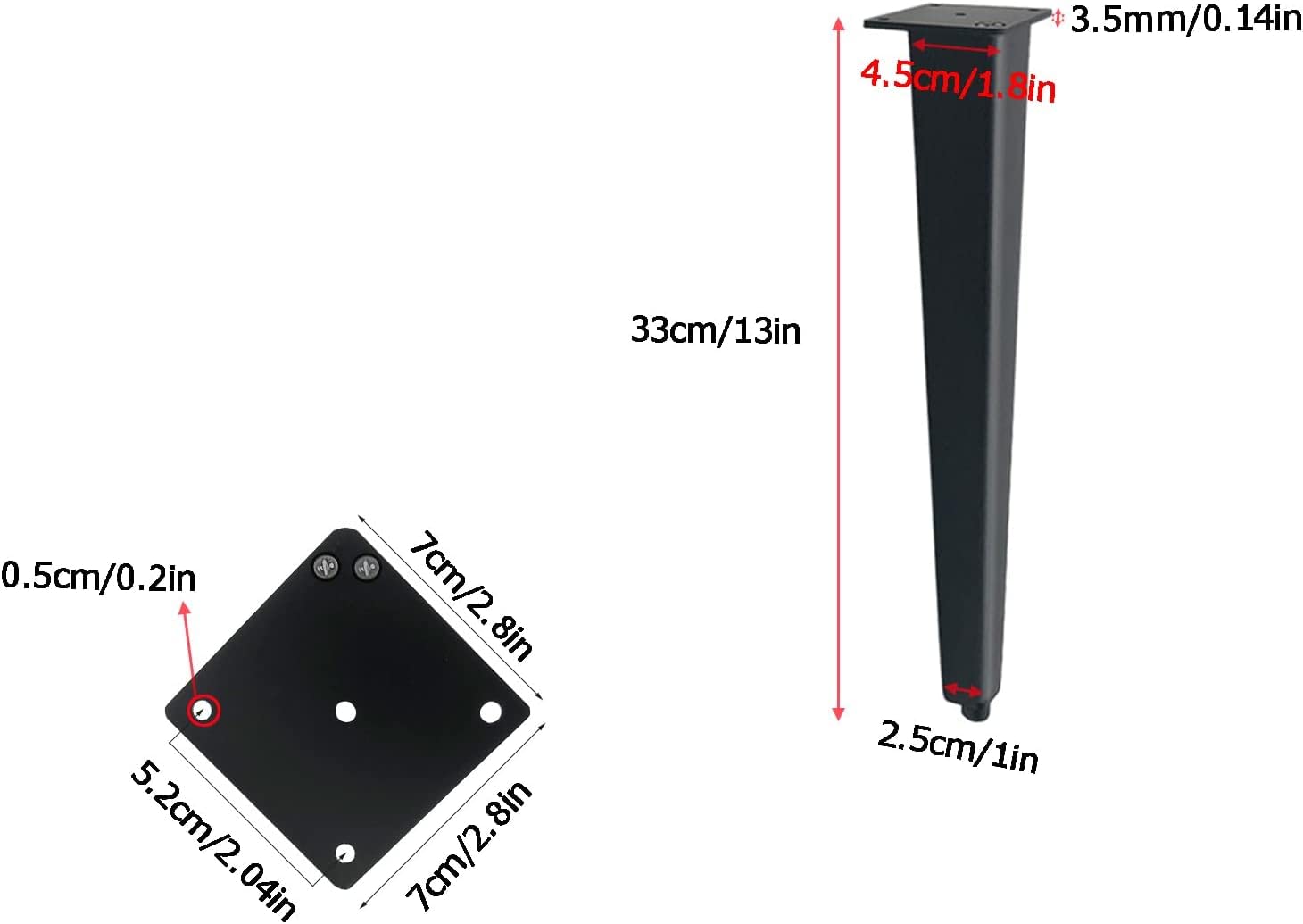Gambe regolabili in metallo industriale – Set di 4 gambe nere per mobili per tavolini e cassettiere 33 cm (33 cm) gambe di ricambio per divani in pelliccia