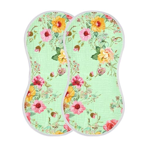 xigua Watercolor Flowers Baby Burp Cloths for Newborn Boys and Girls 4 Pack, Soft & Absorbent Cotton Baby Burp Cloth, Baby Washcloths, Newborn Towel, Burp Rags2