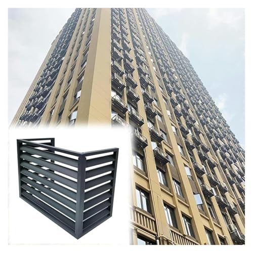 エアコン室外機カバー, ルーバー室外機カバー, エアコン室外機カバー、棚付き植物スタンド、屋外用エアコンカバー(Nero,1.5p: L100*W50*H70cm)