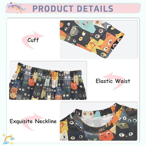 ALAZA Colorful Cat Kitten Animal Hipster 2 Piece Pajama Set Long Sleeve Top and Pants Sleepwear Unisex4