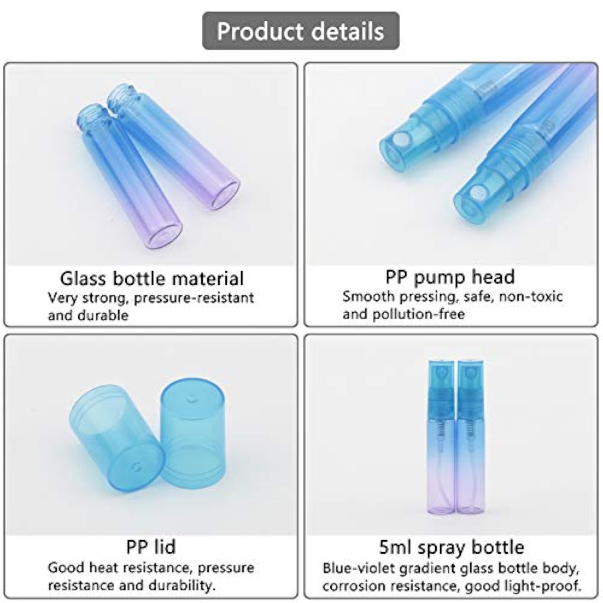 11Pcs Sample Spray Bottles Set, 5ml Empty Glass Spray Bottles