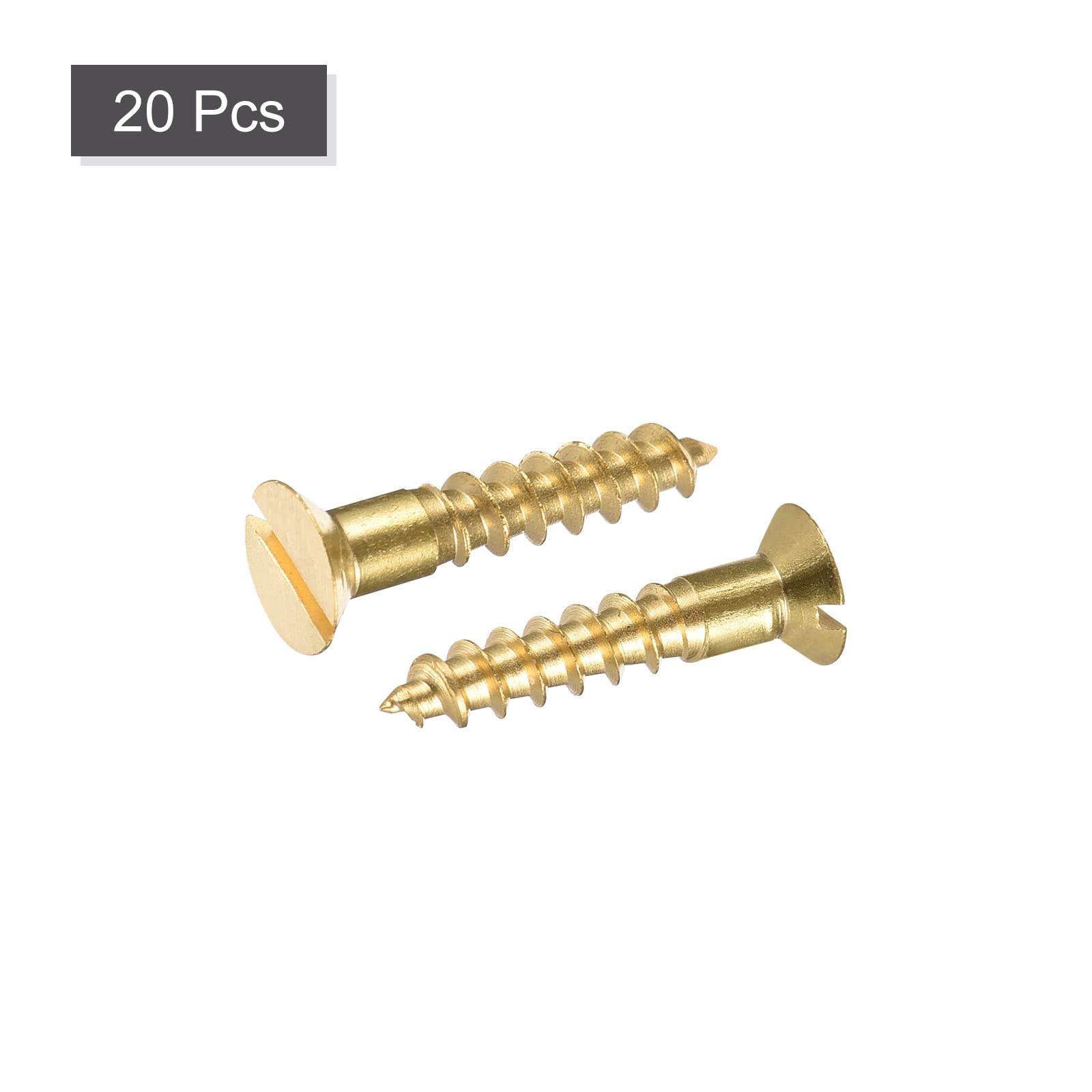 Vis à Bois Autotaraudeuses En Laiton - Tête Plate Fendue, M5 X 25mm - Lot De 20 Pièces, Marque Uxcell, Neuf