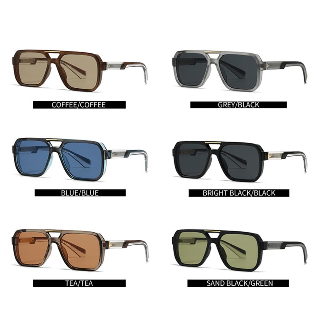 Gafas de sol para hombre y mujer, estilo retro con remaches, tonos azul té, protección UV400, gafas de sol degradadas para exteriores.