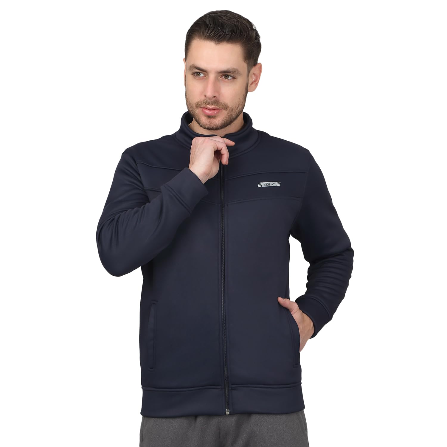 cantabil Solid Navy Blue Full Sleeves Mock Neck Regular Fit Men's Casual Jacket | Casual Winter Jackets for Men | Mens Jackets for Winter Wear (P_MJKT00290)-picture-39
