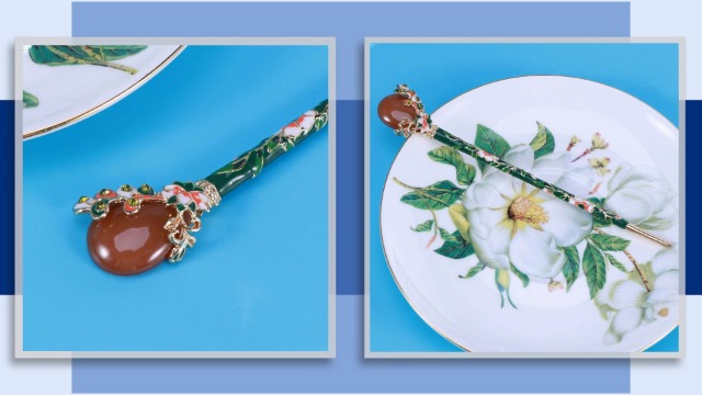 Lurrose Vintage Chinesische Haarnadel – Grüne Legierung, 18 Cm | Dekorative Haarspange Für Frauen