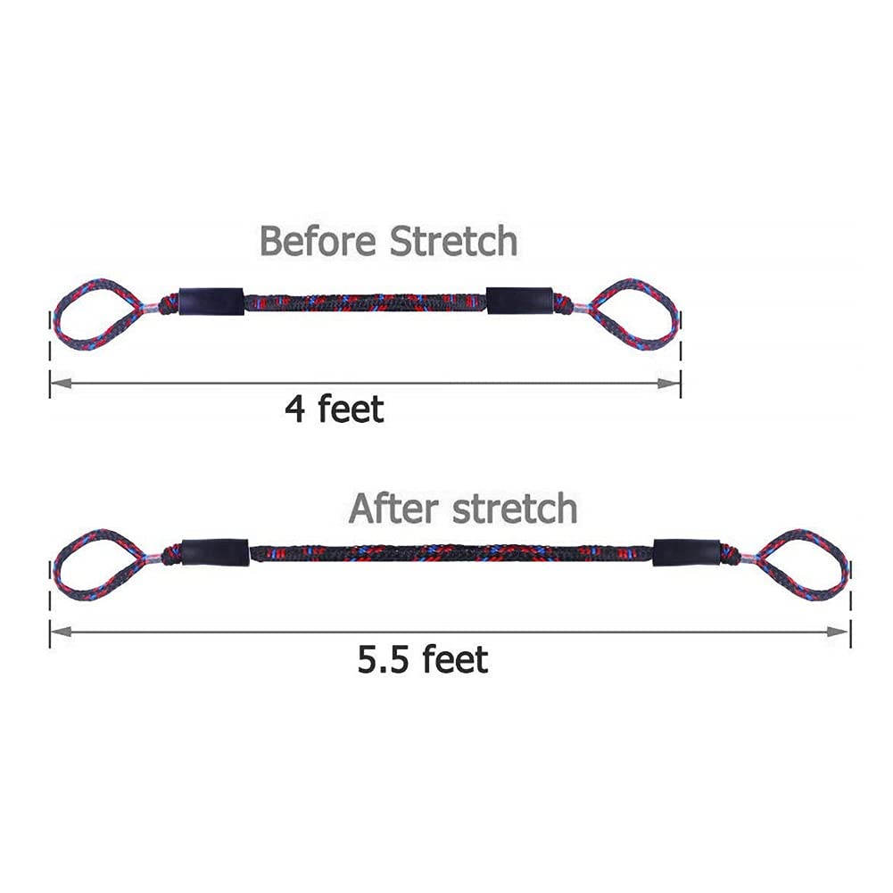 Cuerda náutica, 2 Piezas de Cuerdas elásticas Amarre for Botes Marinos(Red Blue Black)