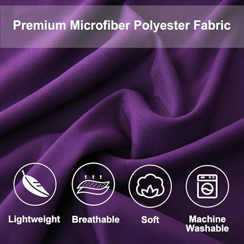 DOWNCOOL Queen Comforter Set, 7Pcs Bedding Sets Queen Dark Purple, All Season Down Alternative Bed in a Bag Queen with Comforter, Flat Sheet, Fitted Sheet, 2 Pillow Shams & 2 Pillowcases