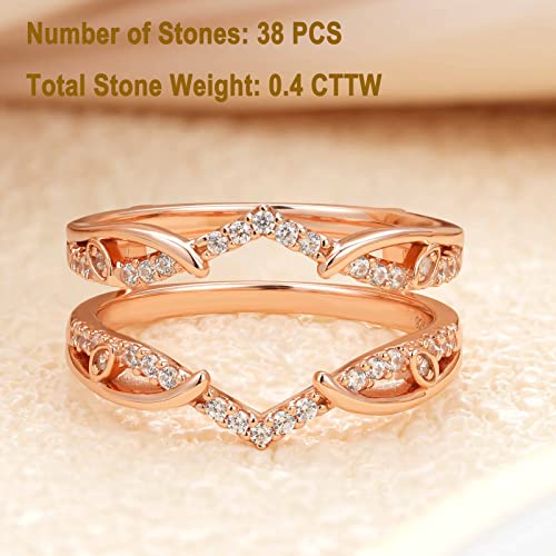 Blongme Rose Gold Plated Ring Enhancers For Engagement Ring Adjustable Stackable Rings Guard 925 Sterling Silver Aaaaa Cubic Zirconia Size 7 #TOP1