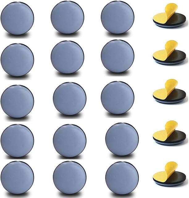 BDHI 20pcs 25x25mm Self-Stick Furniture Sliders Round Shaped Furniture Moving Pads Teflon Gliders Furniture Easy Movers Floor Protector Pads for Moving Furniture Movers Carpet Gliders Glides (D31-20)