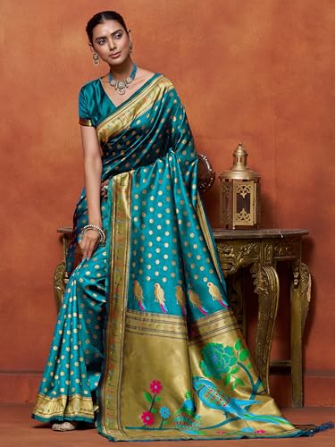 Image of EthnicJunction Women's Silk Blend Woven Paithani saree With Blouse Piece | Wedding Saree | Heavy Saree