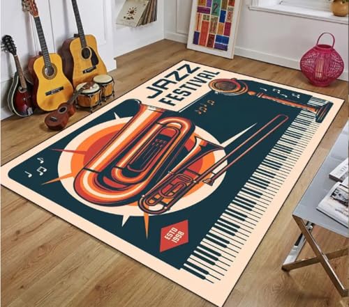 Tapis de sol 100x160cm antidérapant pour sécuriser et décorer un salon rétro