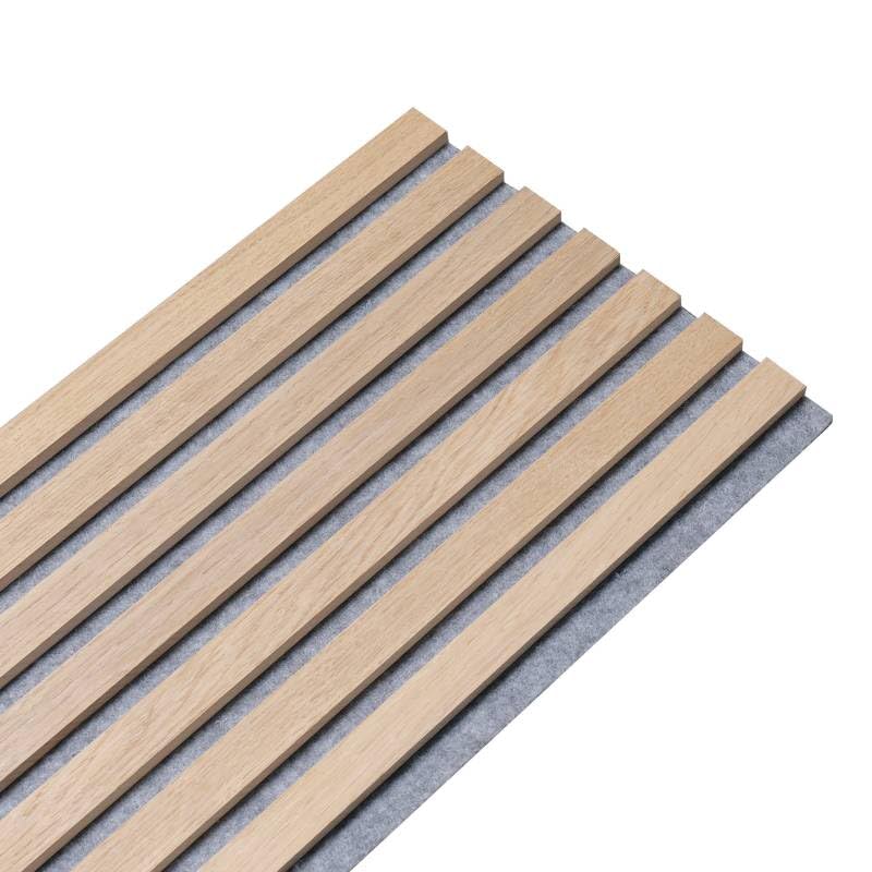 DECOON - Panel de pared acústico listones madera 120 x 30 x 1,9 cm, decoración de roble/fieltrino gris - 0,36 m²