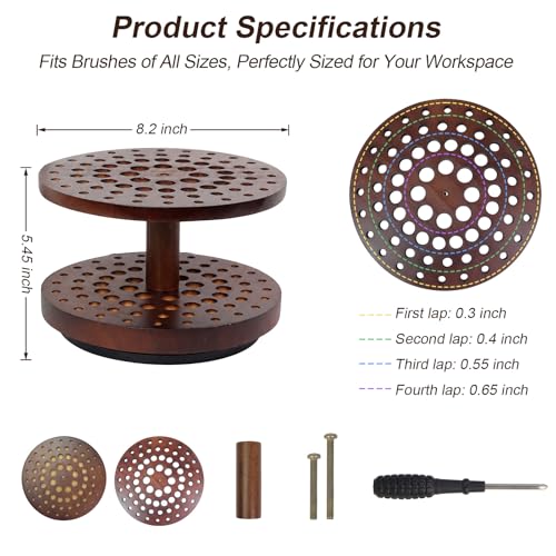 Image of Solid Wood 360 Spinning Paint & Makeup Brush Organizer