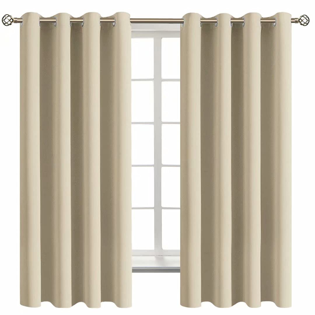 BGment Beige Room Darkening Curtains 63 Inch for Bedroom - 2 Panels