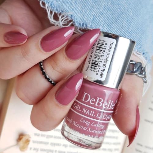 Image of DeBelle Gel Nail Polish Magical Misha(Dark Magenta Mauve Nail Paint)|Non UV - Gel Finish |Chip Resistant | Seaweed Enriched Formula| Long Lasting|Cruelty and Toxic Free| 6ml