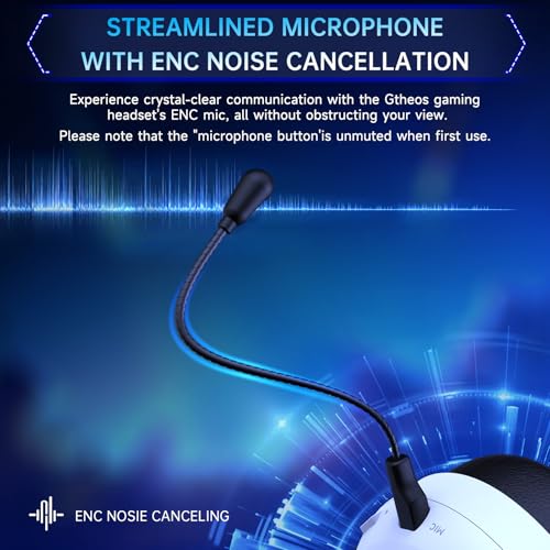2.4GHz Gaming Headset Wireless for PS5, PS4, PC, Switch, Fortnite/Starfield/FPS Gamers, Bluetooth 5.3 Gaming Headphones with Noise Canceling Mic, 45H+ Battery, Bass Sound, RGB Light-White - Image 5