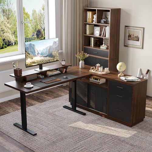 ONBRILL Home Office Furniture Set with Adjustable Desk