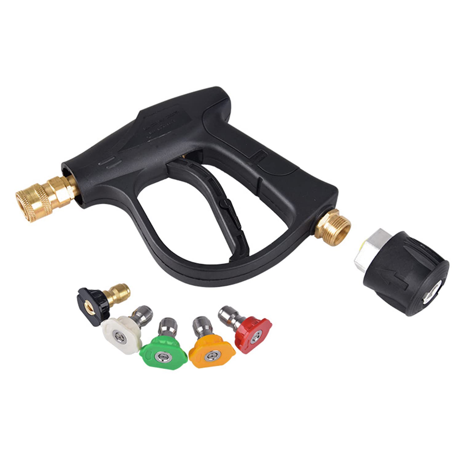 Aim Tools High Pressure Washer Gun with 5 Spray Nozzle Tips, 1/4" Quick Connector, M22-14mm Fitting, Car Jet Washer Washing Cleaning Kit Compatible with Karcher 171316