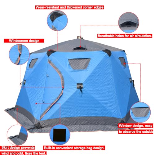 Abri de pêche sur glace portable pop-up d'hiver cabane bleue outdoor - 4