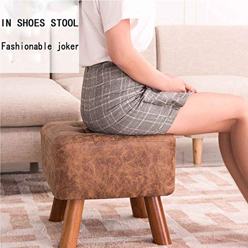 Silla de taburete de tocador para maquillaje en cuero y madera de salón 4