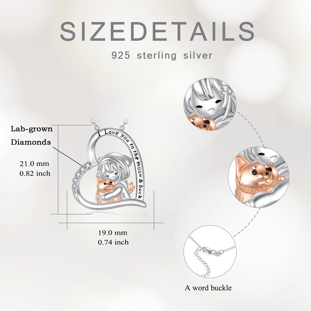 Diamond Hummingbird/Sea Turtle/Owl/Butterfly/Dog/Palm Tree Necklace for Women 925 Sterling Silver Animal Lover Pendant Necklaces Christmas Birthday Jewelry Gifts for Her, 18+2 Inch - Image 5