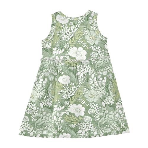 CHIFIGNO Dresses for Girls Crewneck Sleeveless Casual Summer Sundress Toddler Girl Clothes Fashion Dress 2-8T2