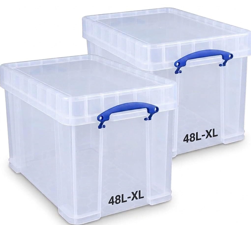 Pasha Traders Clear Really Useful Box Plastic Storage 48 Litre Xl Pack Of 2