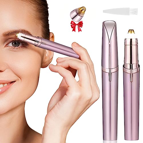 Eyebrow Trimmer Women with Light & Replacement Head, BOZILY Painless Battery Eyebrow Epilator Pen for Women Portable Eyebrow Hair Remover Eyebrow Trimmer for Brows Face Cheek Lips Fuzz